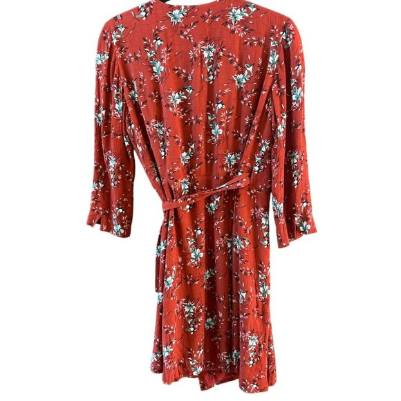 Sézane Womens Red Nadia Floral Wrap Dress Sz 38 Bohemian Boho Chic Cottage Core - Picture 3 of 3